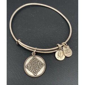 Alex Ani Silver Tone Celtic Knot Charm Expandable Bangle Bracelet